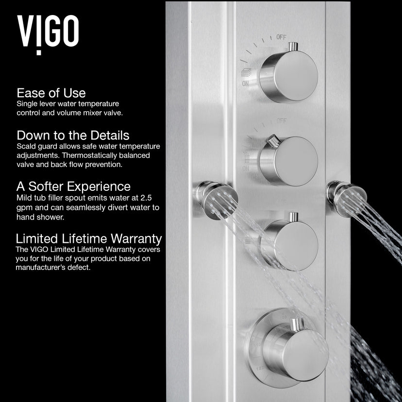 Mateo 60 in. H x 7 in. W 6-Jet Shower Panel System with Fixed Rainhead and Hand Shower Wand in Stainless Steel