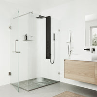 Thermostatic shower panel with brass hardware and scald guard safety