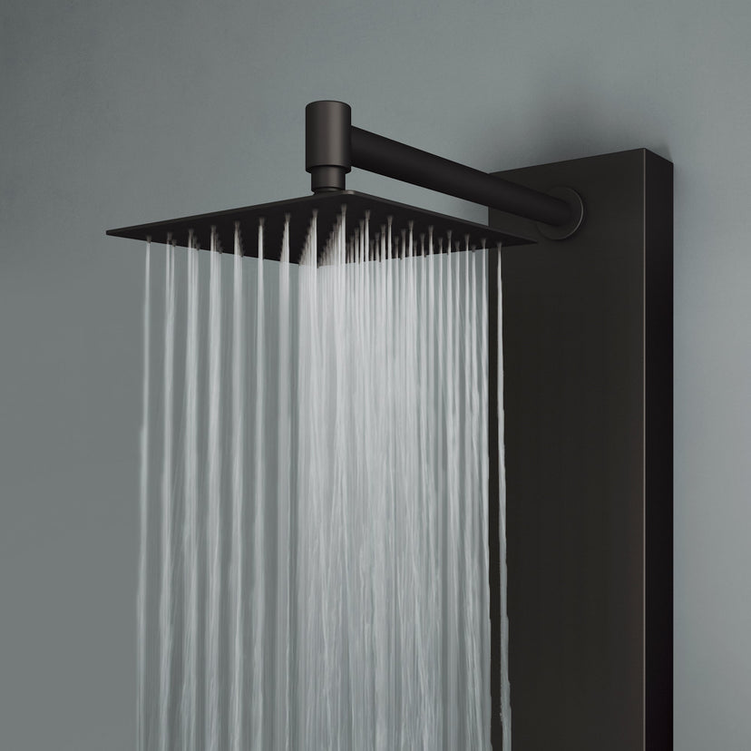 Rectangular shower unit with square head, body spray, and top handle diverter