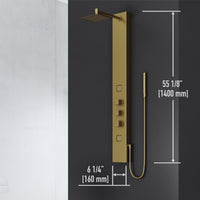 Rectangular shower unit with square head, body spray, and top handle diverter