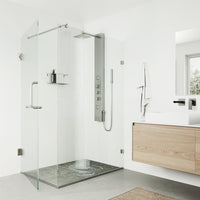 Thermostatic shower panel with brass hardware and scald guard safety