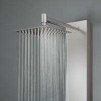 Rectangular shower unit with square head, body spray, and top handle diverter