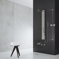 Contemporary shower panel with thermostatic valve and flexible connection