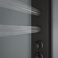 Contemporary shower panel with dual function control and top handle diverter