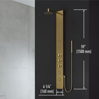 Rectangular shower unit with body spray and corrosion-resistant brass hardware