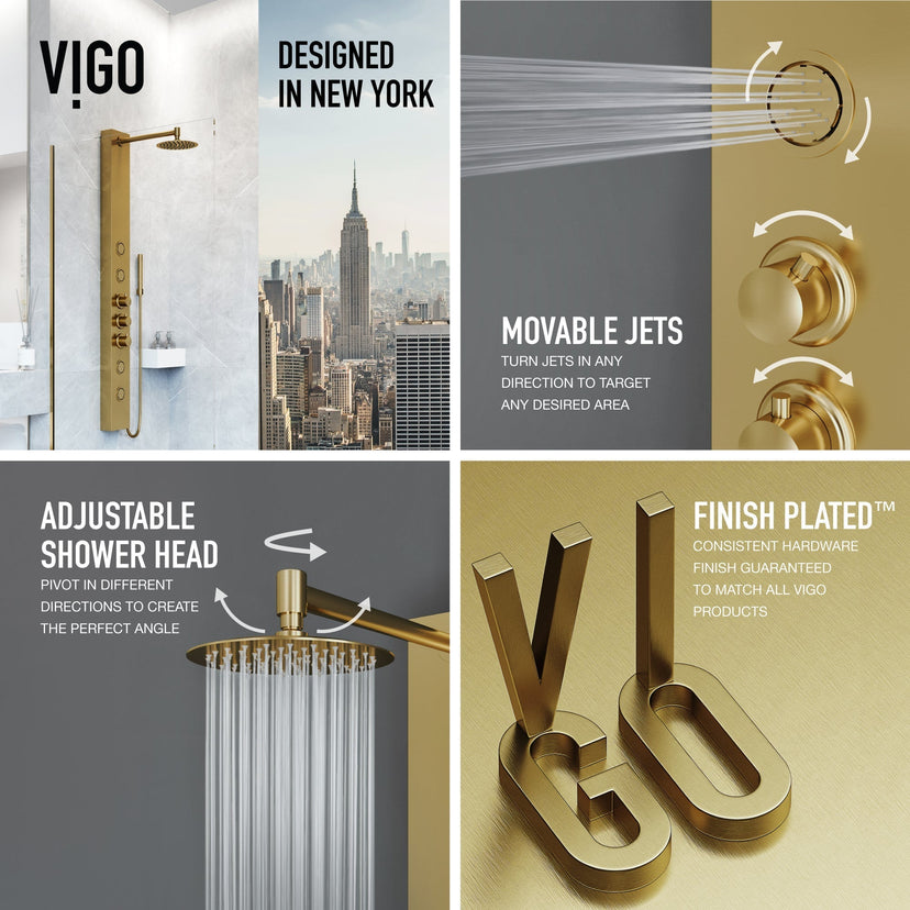 Contemporary shower panel with dual function control and top handle diverter