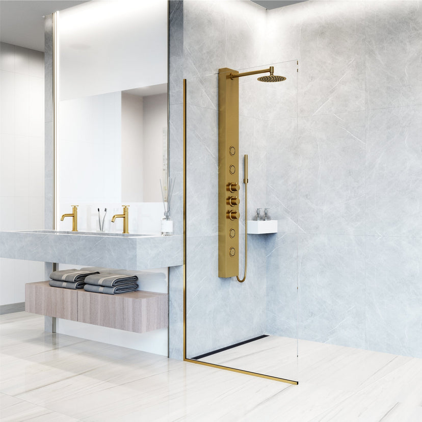 Thermostatic valve shower panel with low flow and easy install design