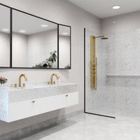 Modern rectangular shower panel with body jets and flexible connections