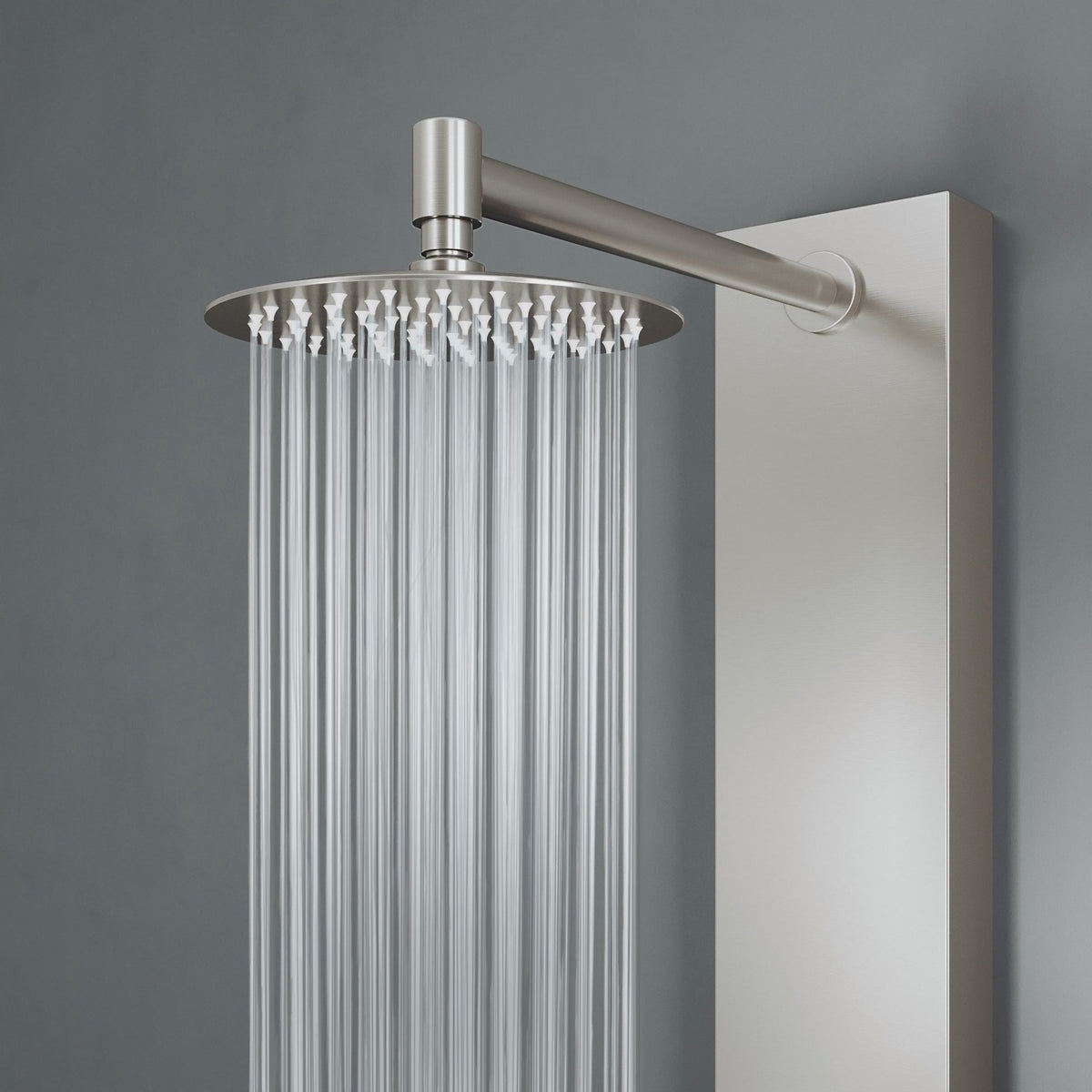 Rectangular shower unit with body spray and corrosion-resistant brass hardware