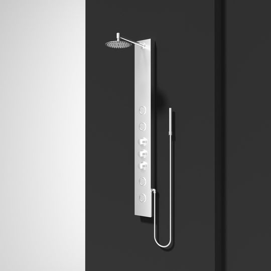 Thermostatic valve shower panel with low flow and easy install design