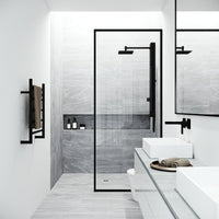 Modern wall mount shower panel with 3-way diverter valve and included hand shower