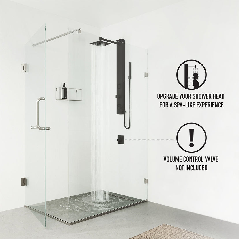 Aluminium shower panel with matte black finish and corrosion-resistant features