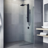 Shower panel with body spray jets and matte black finish for modern bathrooms