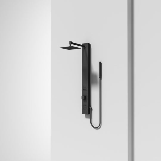 Modern shower system with knob handles, flexible hose, and 3-way diverter valve