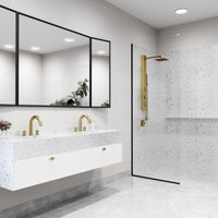 Matte brushed gold shower panel featuring stainless steel head and corrosion-resistant build