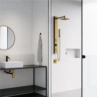 Modern wall mount shower panel with 3-way diverter valve and included hand shower