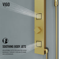 Rectangular contemporary shower panel with low flow design and brass valve components