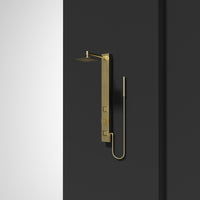 Diverter handle controlled shower panel with stainless steel head and low flow design