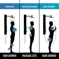 Stainless steel shower panel featuring stainless steel head and corrosion-resistant build