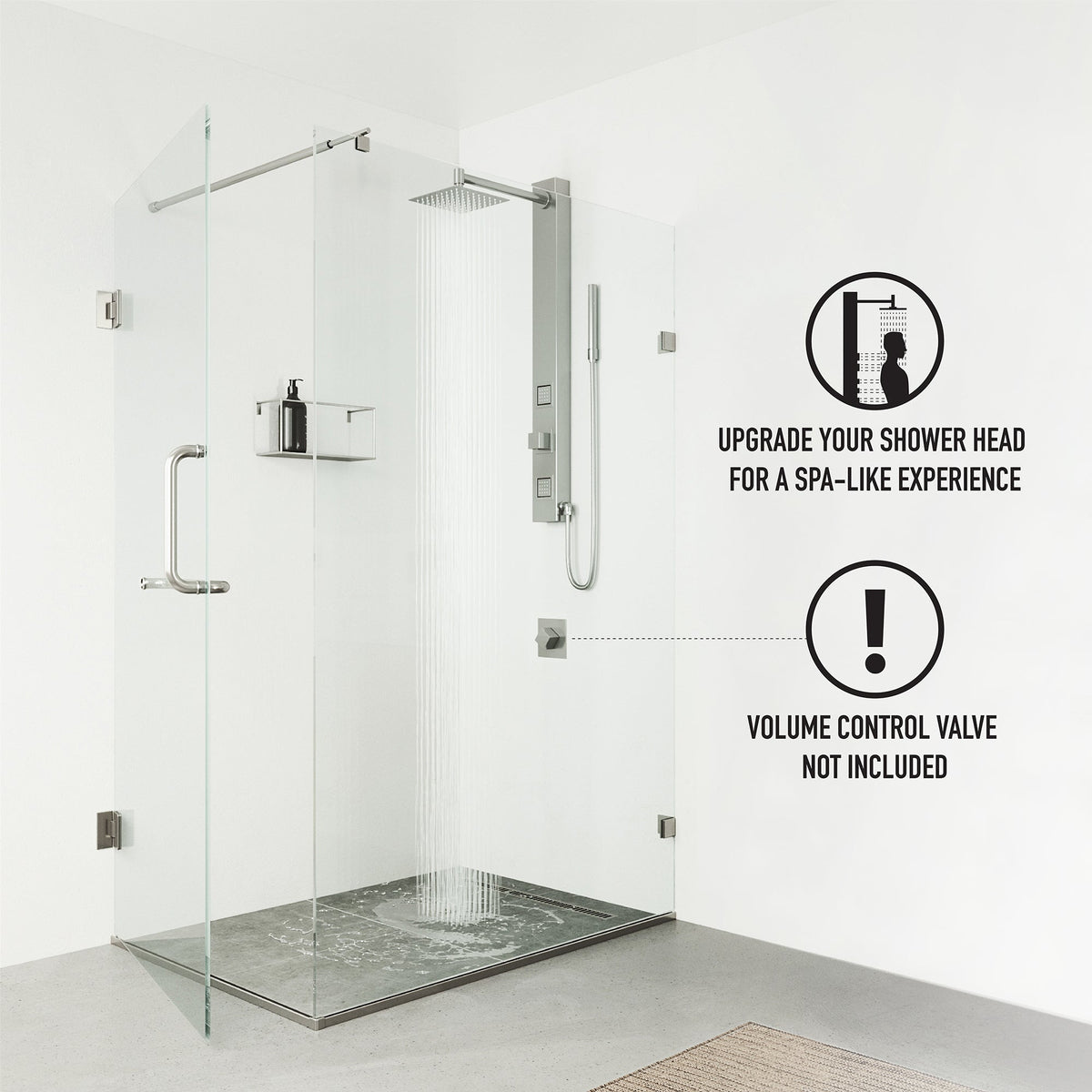 Aluminium shower panel with stainless steel finish and corrosion-resistant features