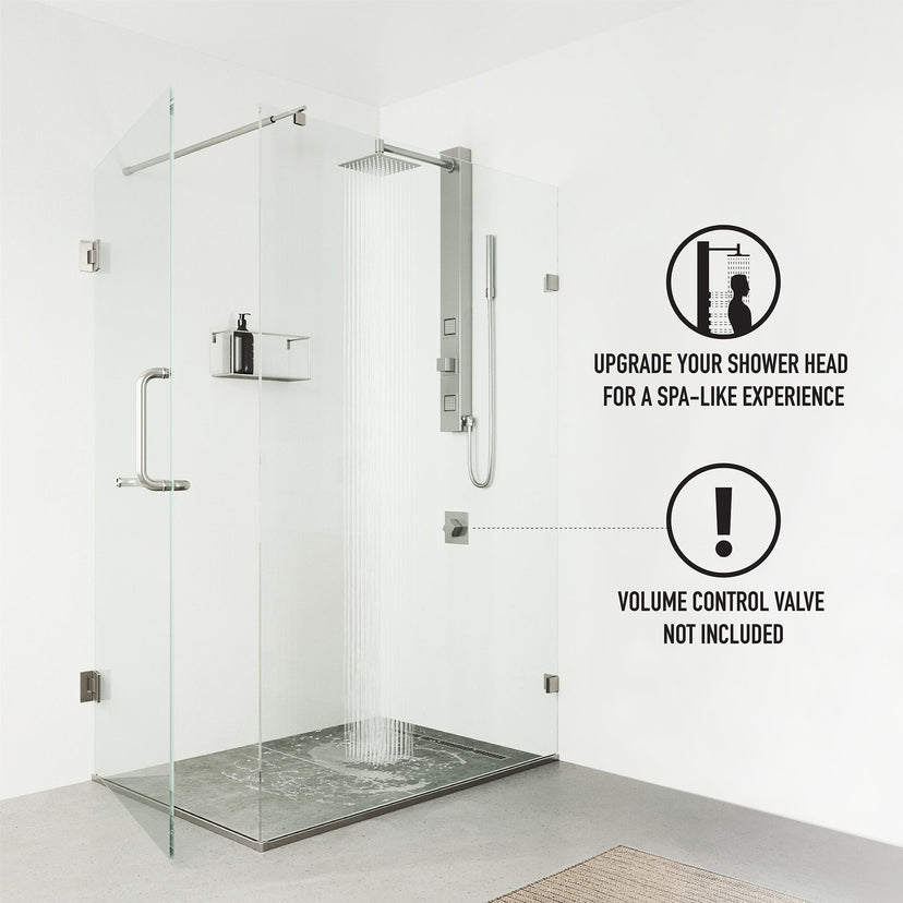Aluminium shower panel with stainless steel finish and corrosion-resistant features