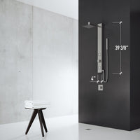 Wall mount shower unit with 39-inch height and included diverter cartridge