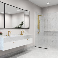 Modern shower panel with 3-way diverter valve and included hand shower