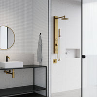 Low flow shower panel featuring easy install and mounting materials included