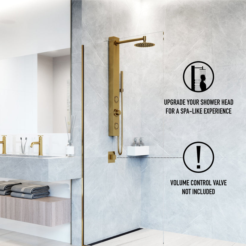 Rectangular shower panel with knob handles and compression connection type