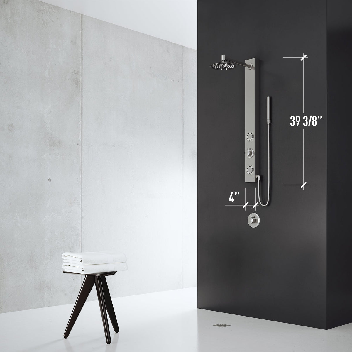 Diverter cartridge shower system with included hardware and hose