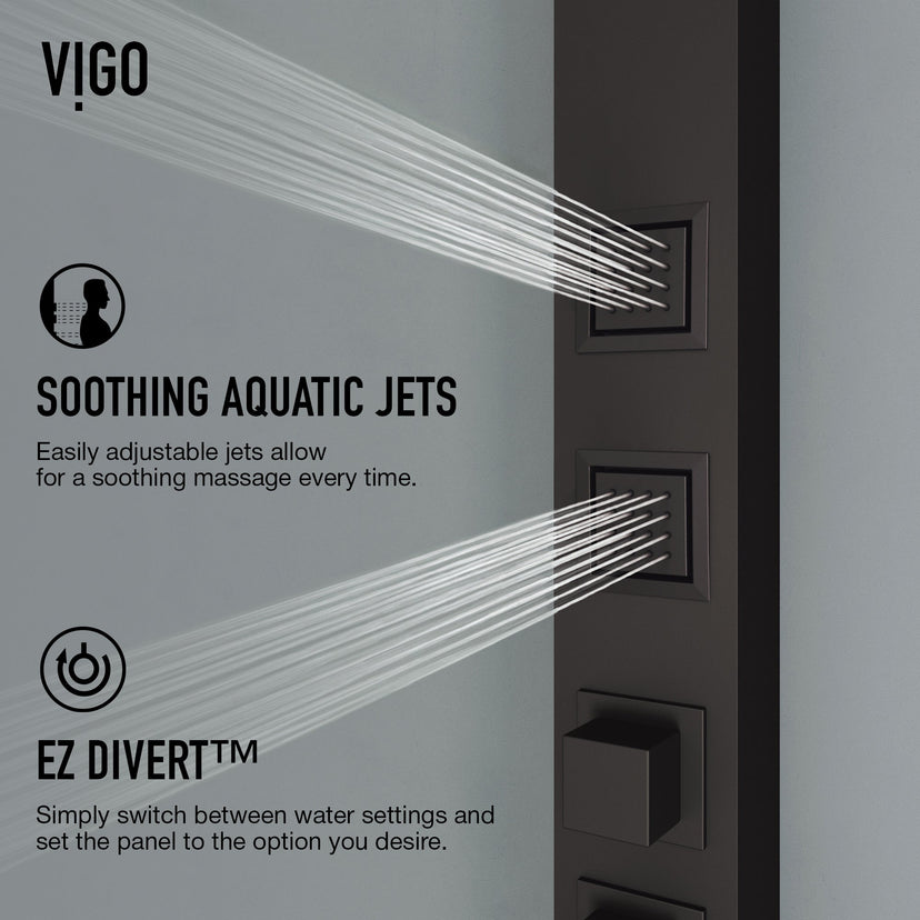 Wall-mounted shower system with square stainless steel showerhead and body spray