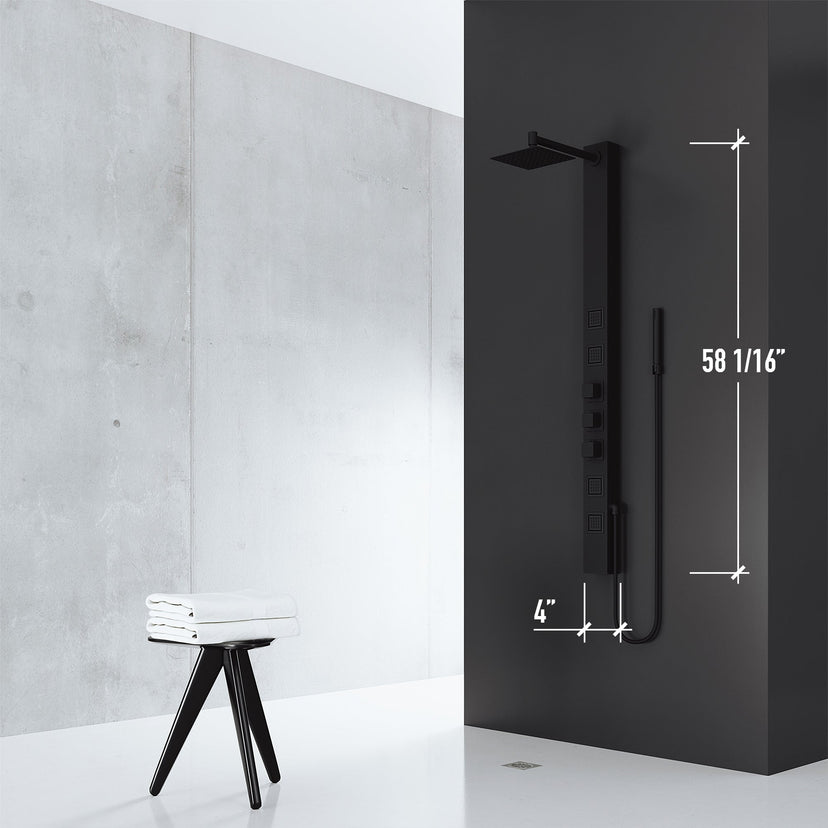 Easy install shower panel with included supply lines and vacuum breaker