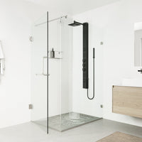 Rectangular shower panel with top handle diverter and hot/cold indicators