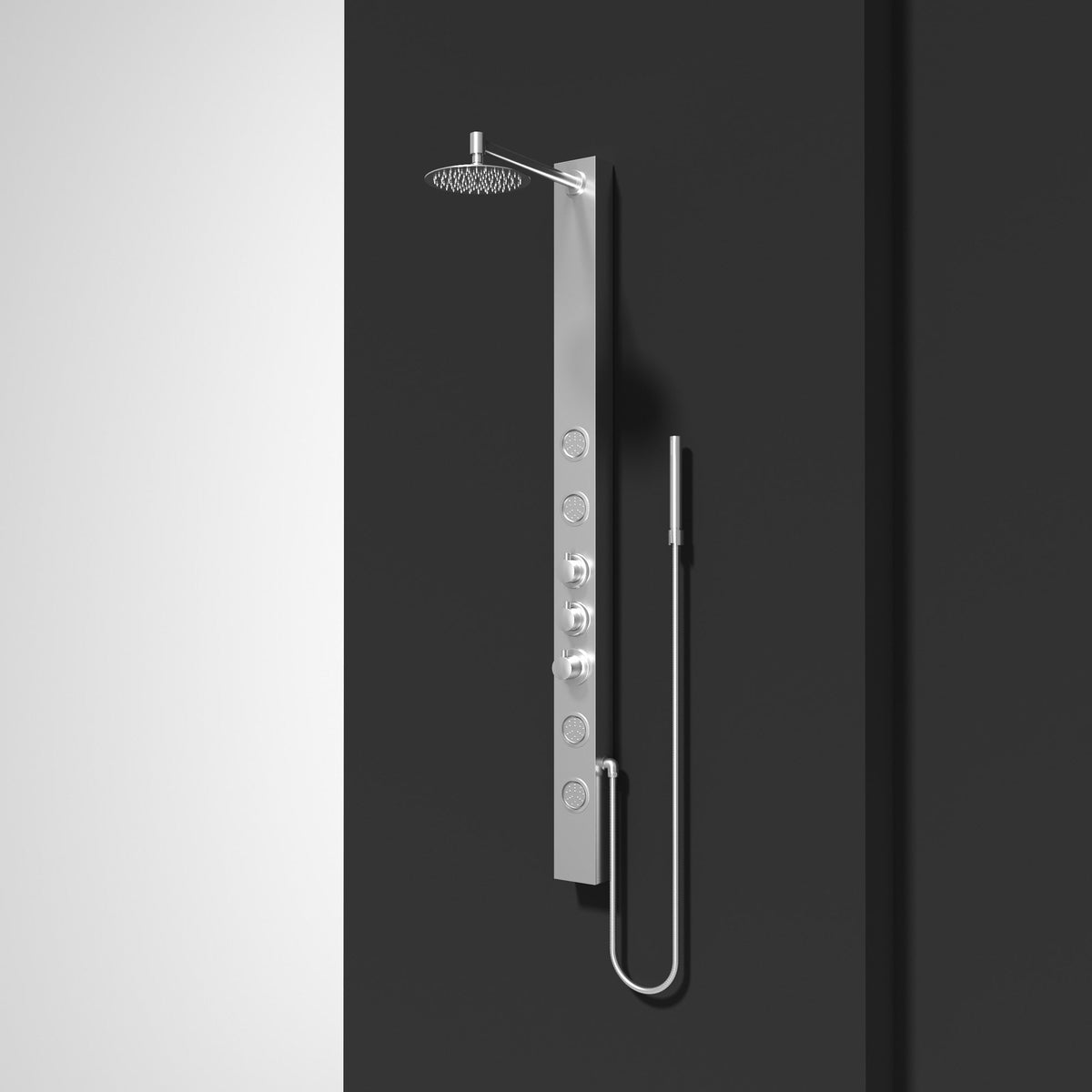 Modern shower system with low flow design and pressure balance safety