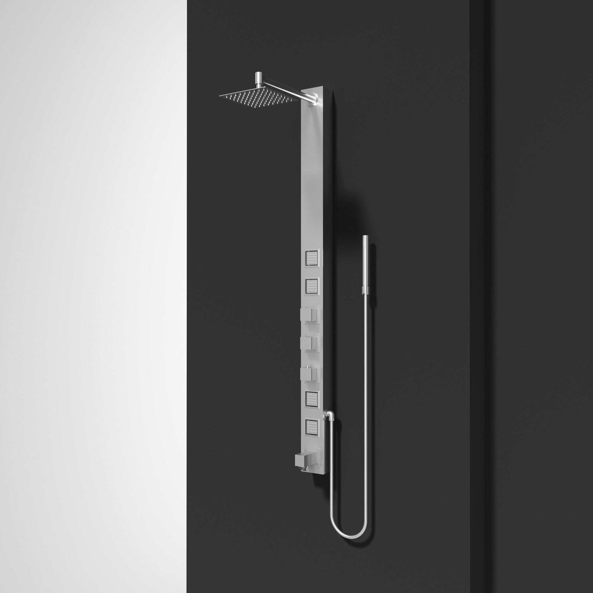 Davidson Bowery sleek modern shower panel with multiple jets and thermostatic controls