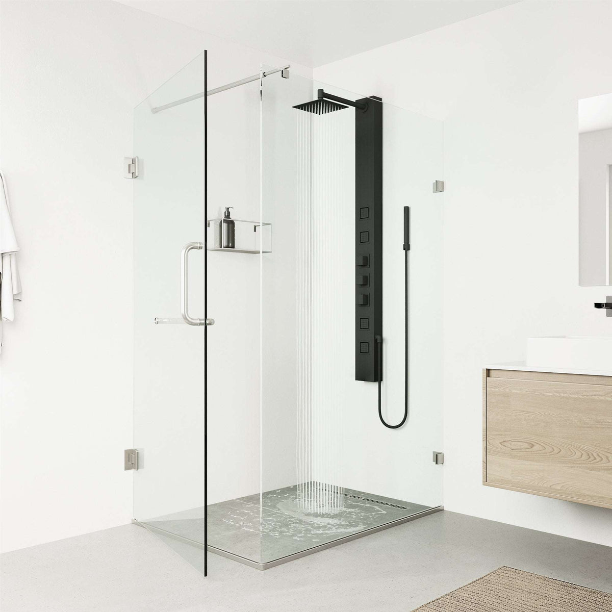 Thermostatic shower setup with body spray jets and easy install design