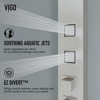 Rectangular shower system with square stainless steel head and stainless steel finish