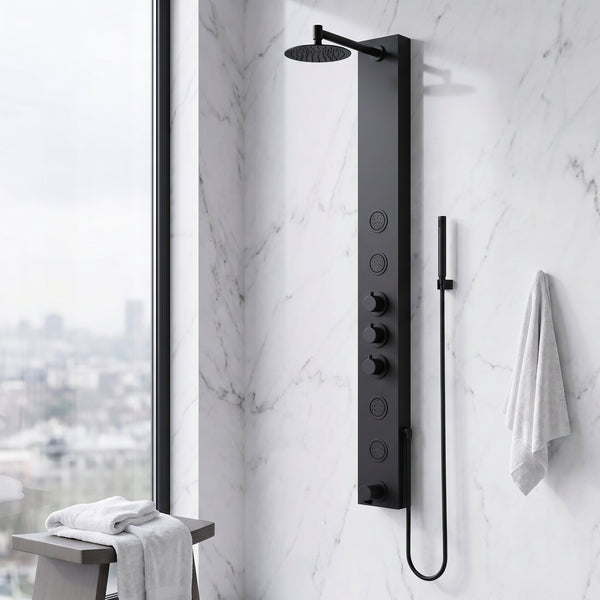 Bowery – 59 in. H x 6 in. W 4-Jet Shower Panel System with Round