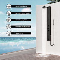 Modern wall mount shower system with stainless steel showerhead and brass hardware
