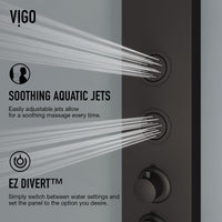 Rectangular shower panel with thermostatic cartridge and hot/cold indicators