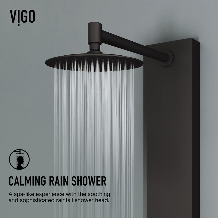 Rectangular shower panel with thermostatic cartridge and hot/cold indicators