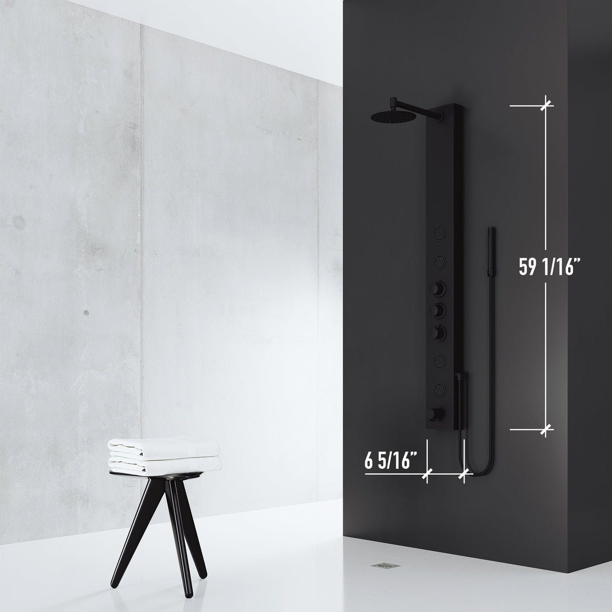 Modern shower system with included supply lines, bracket, and vacuum breaker