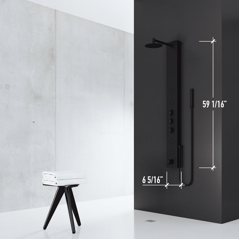 Modern shower system with included supply lines, bracket, and vacuum breaker