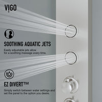 Rectangular shower panel with thermostatic cartridge and hot/cold indicators