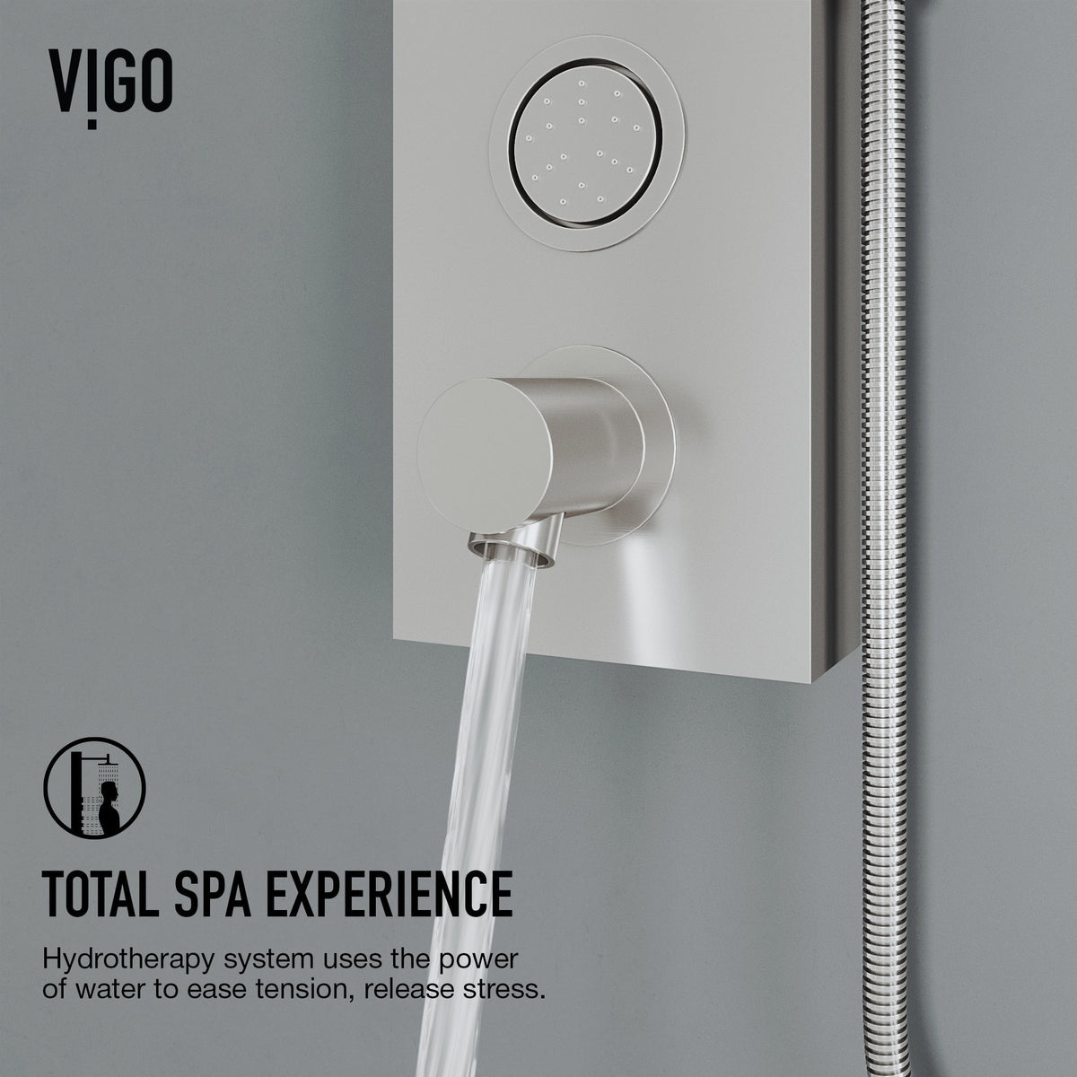 Shower panel with 4-way diverter, corrosion-resistant brass components, and compression connections