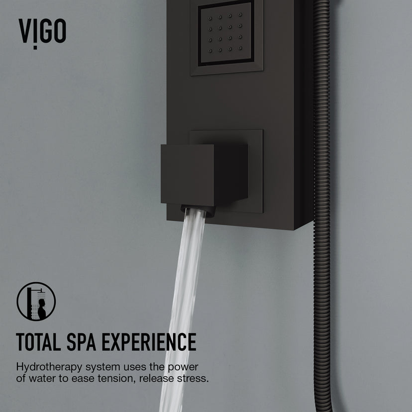 Shower panel with included supply lines, vacuum breaker, and pressure balance protection
