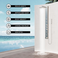 Modern wall mount shower system with stainless steel showerhead and brass hardware