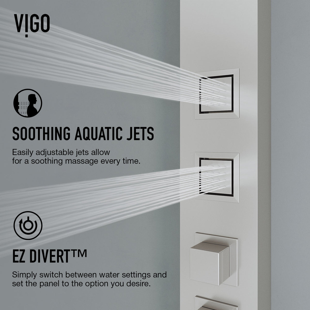 Easy-install shower panel with corrosion-resistant brass components and stainless steel finish