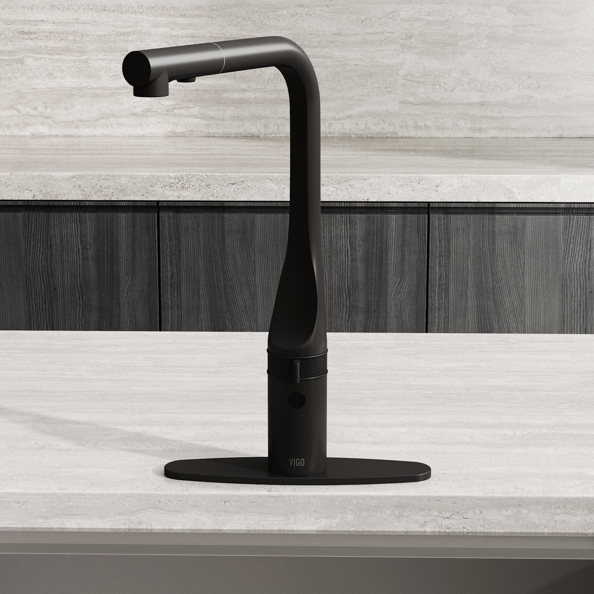 Contemporary kitchen faucet accessory with matte black finish