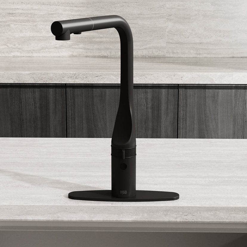 Contemporary kitchen faucet accessory with matte black finish